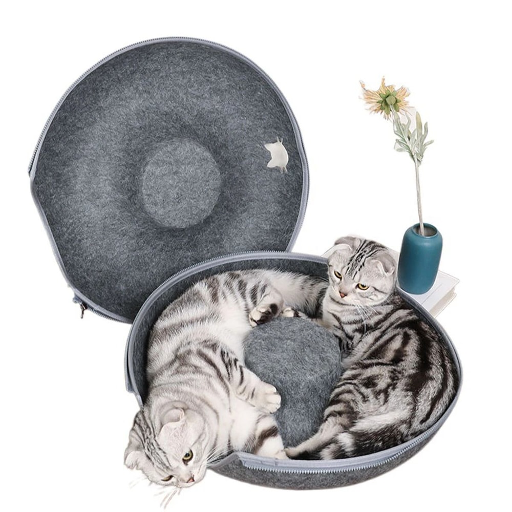 Interactive Donut Cat Tunnel Bed Felt Cat House And Play Tunnel For Indoor Cats 6