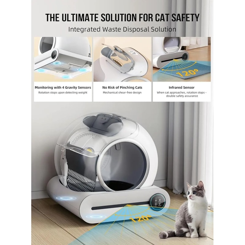 Tonepie 65L Automatic Smart Cat Litter Box Self Cleaning Fully Enclosed Cat Toilet 5