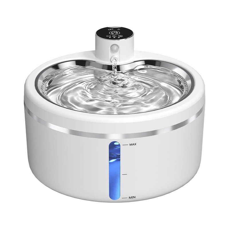 25L Smart Sensor Cat Water Fountain With Stainless Steel Tray And Rechargeable Battery 2