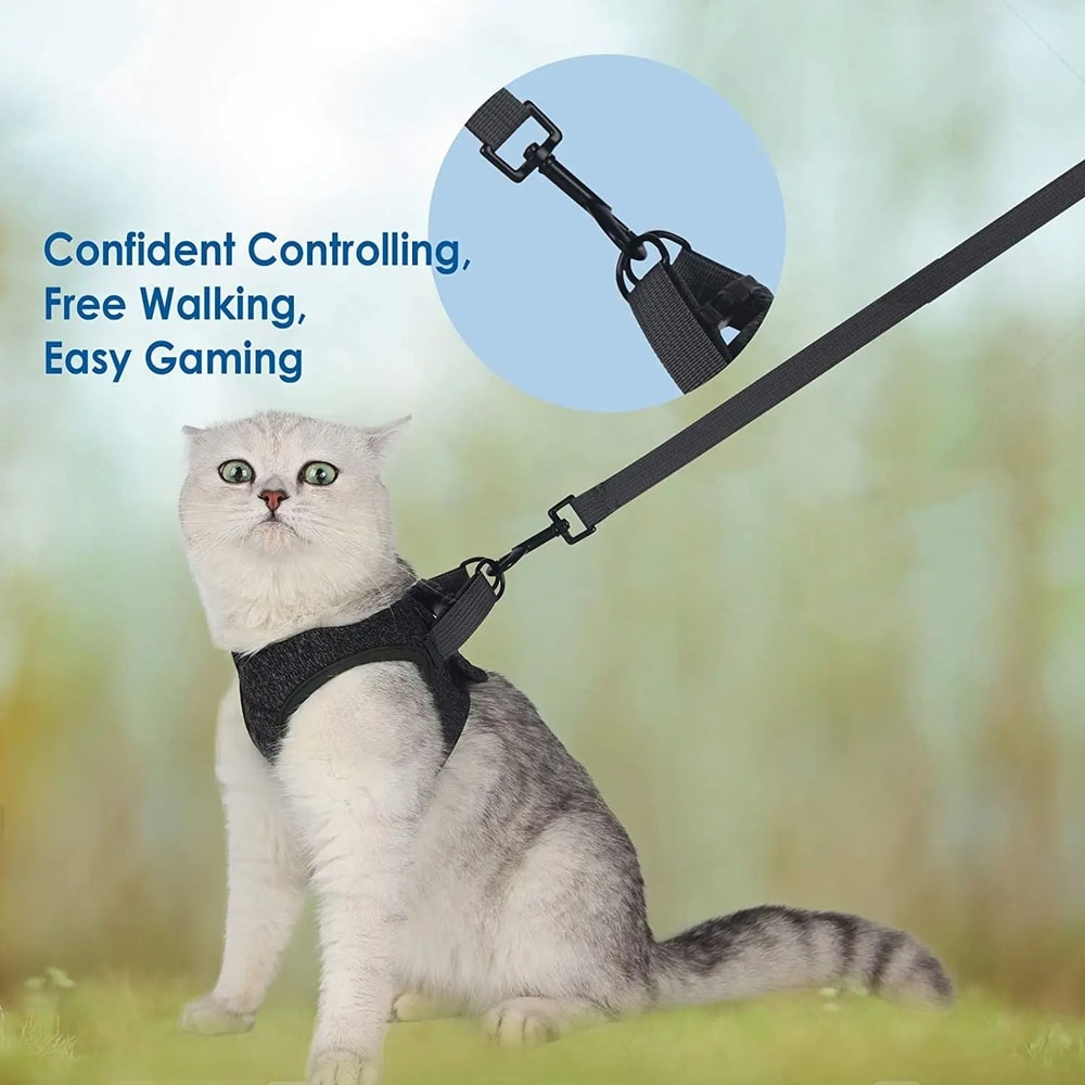 Adjustable Anti Escape Cat Harness And Leash Soft Breathable Kitten Vest 8