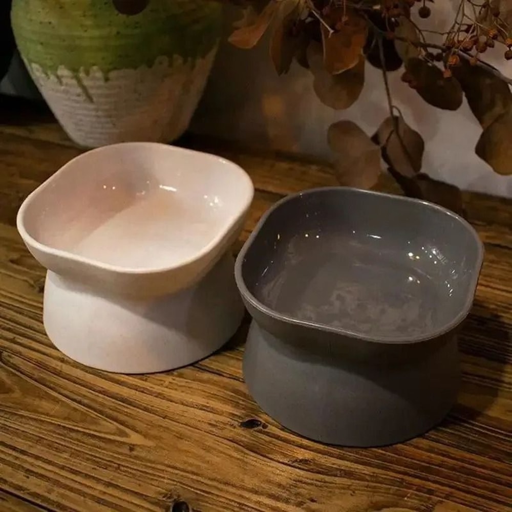 Elevated Anti Rollover Cat Bowl Neck Protection Pet Feeding Dish 0