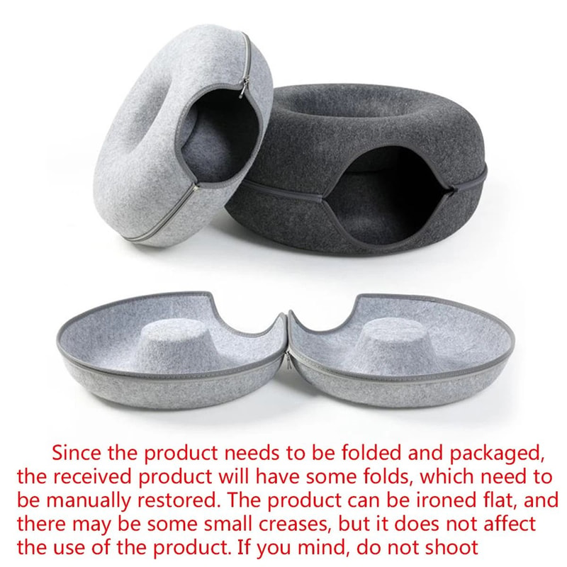 Interactive Cat Tunnel Bed Felt Donut Nest With Scratcher And Sleeping Cushion 5