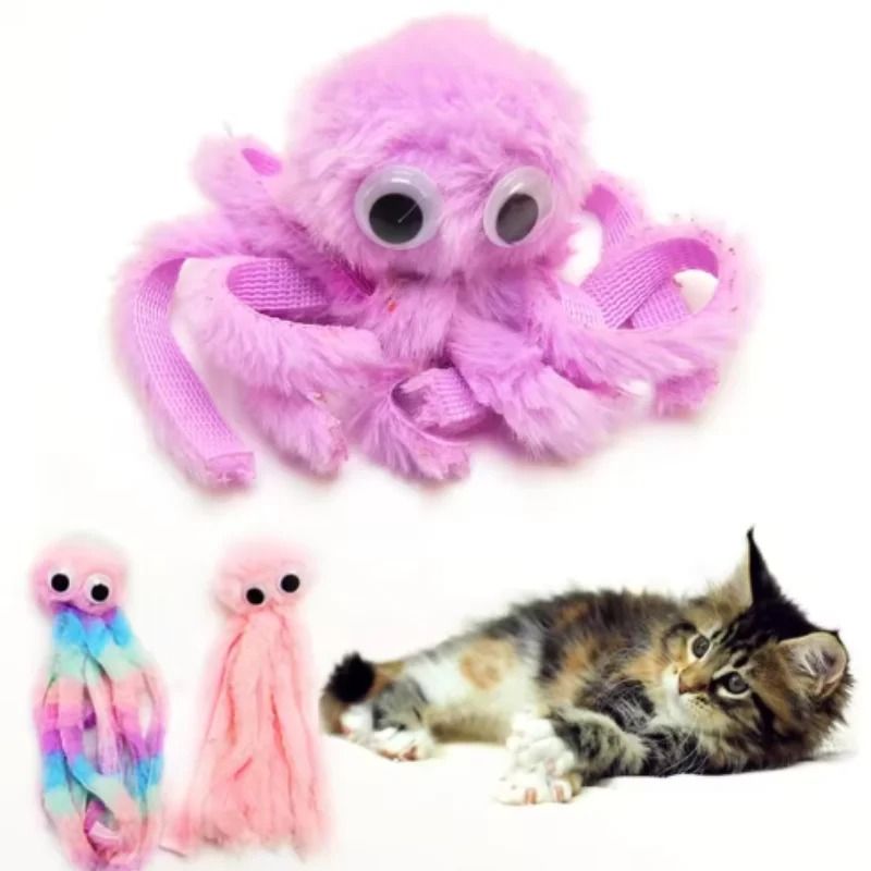 Cute Catnip Cat Toy Plush Octopus Interactive Kitty Chew And Comfort Toy 0