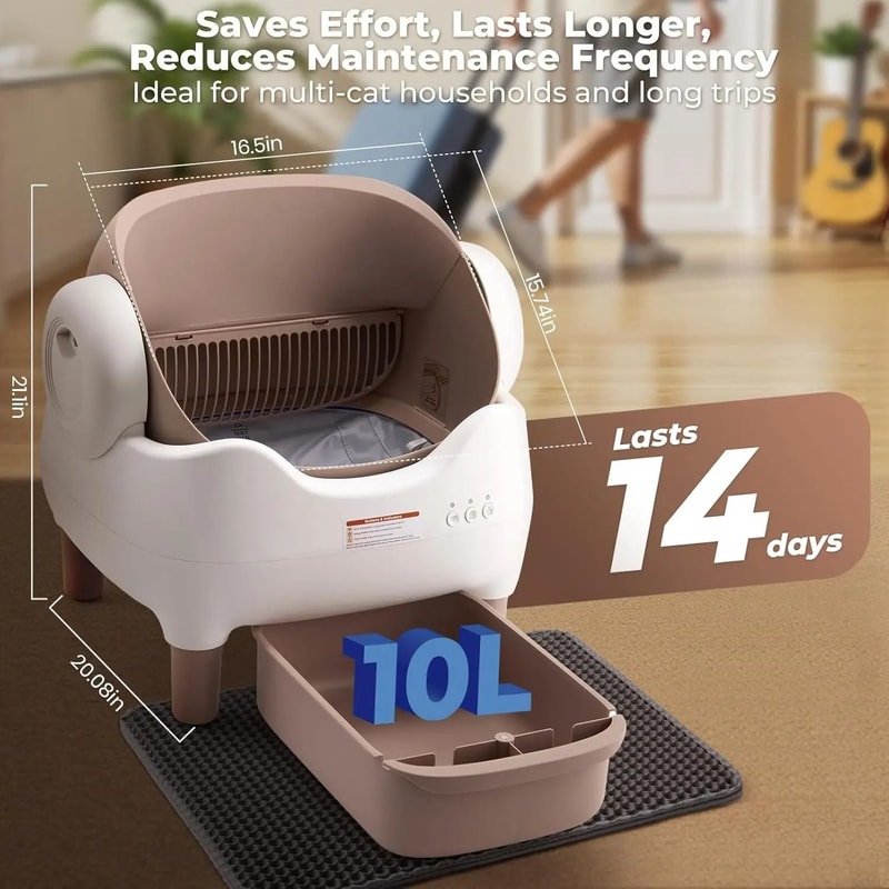 Automatic Self Cleaning Cat Litter Box Smart Open Top Odor Control Cat Toilet With App Control 5