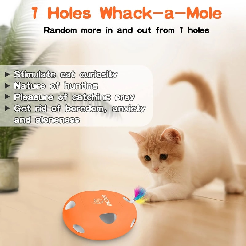 INKZOO Interactive Cat Toy Automatic Whack A Mole Kitten Game For Indoor Cats 10