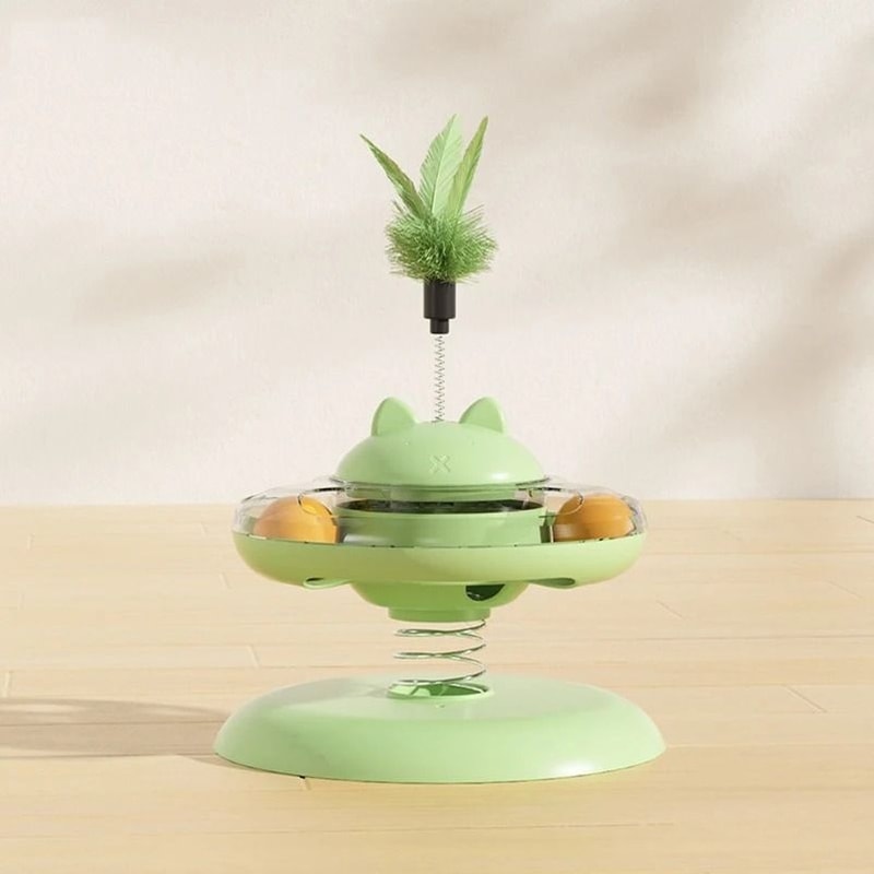 Interactive Cat Treat Puzzle Toy Food Dispensing Track Ball Turntable For Indoor Cats 3