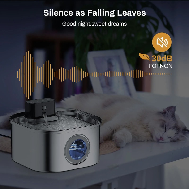32L Automatic Cat Water Fountain Wireless Stainless Steel Pet Water Dispenser With Sensor 6
