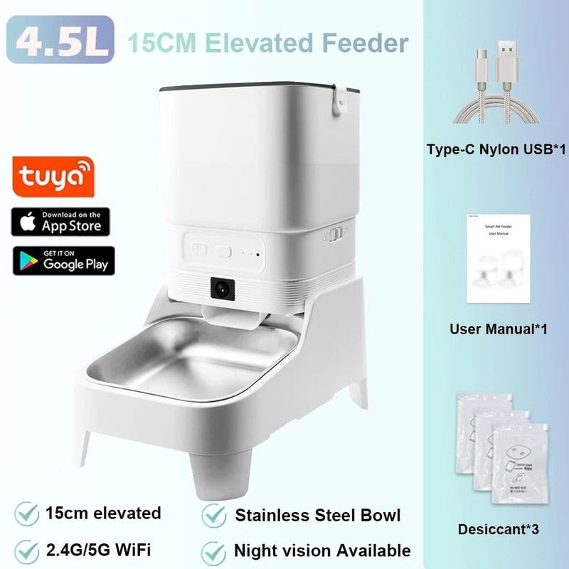 Smart Automatic Pet Feeder With 1080P HD Camera WiFi App Control Food Dispenser For Cats And Dogs 1