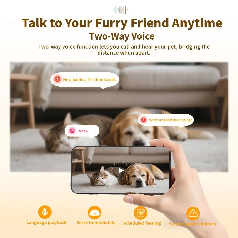 Smart Automatic Pet Feeder With 1080P HD Camera WiFi App Control Food Dispenser For Cats And Dogs 2