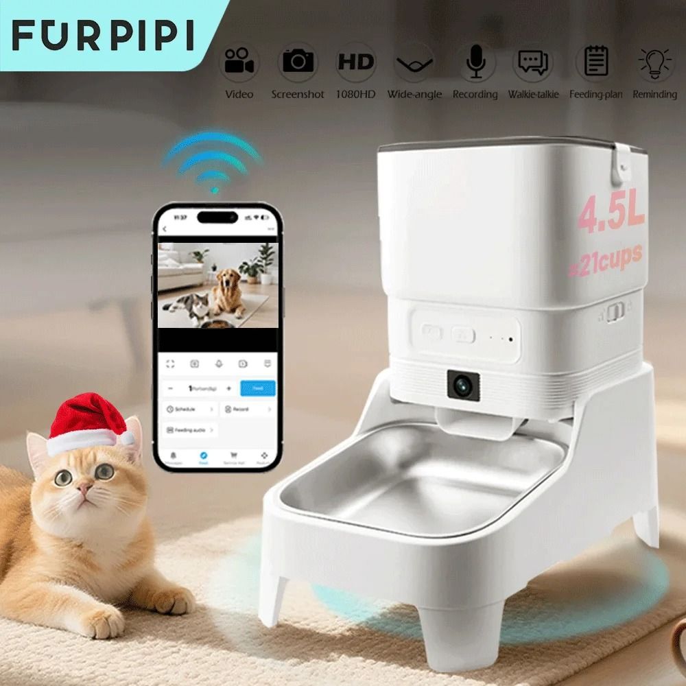 Smart Automatic Pet Feeder With 1080P HD Camera WiFi App Control Food Dispenser For Cats And Dogs 6