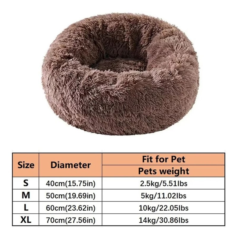 Soft Plush Calming Pet Bed Round Faux Fur Donut Bed For Cats And Small Dogs 1