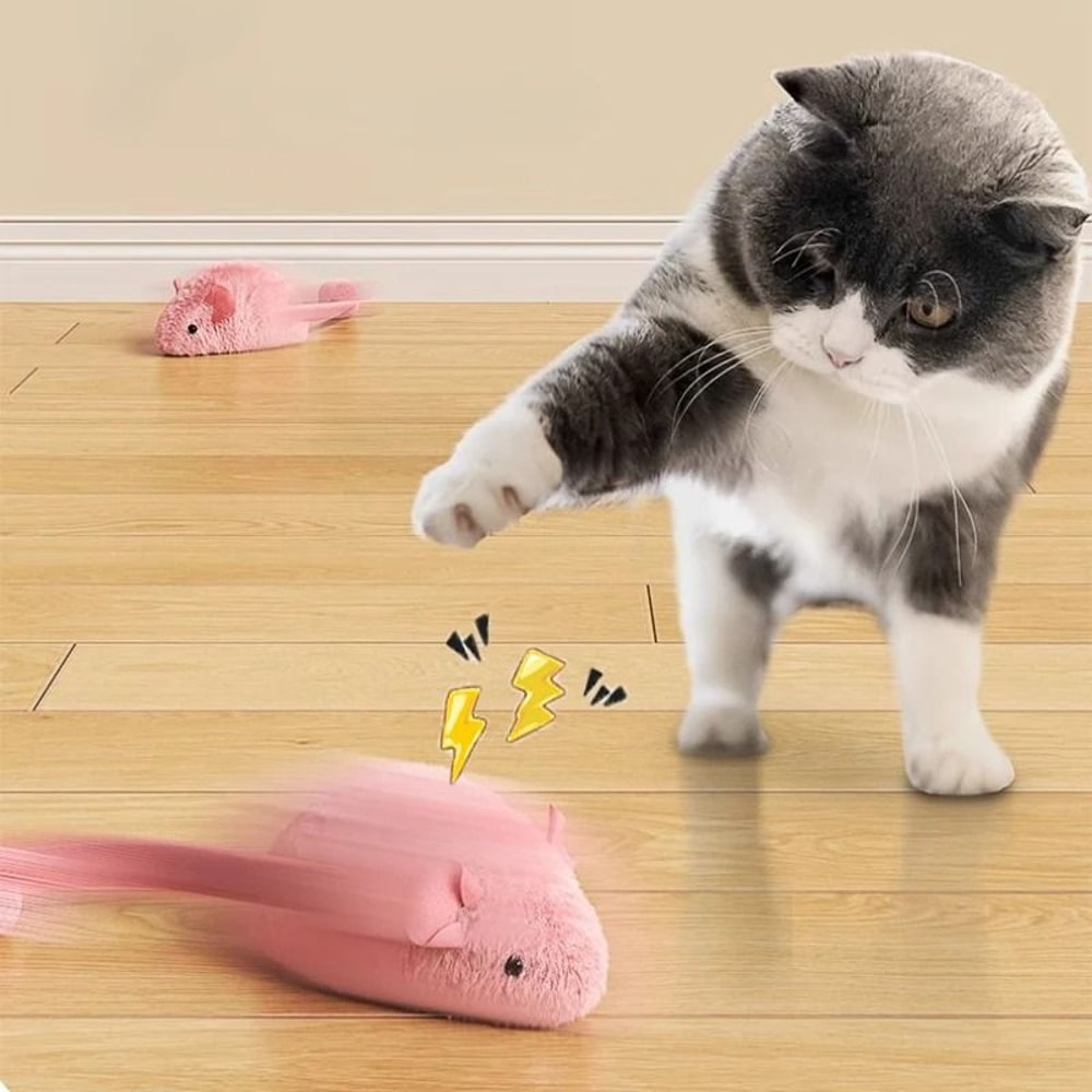 Interactive Plush Mouse Cat Toy Set For Indoor Cats And Kittens 0