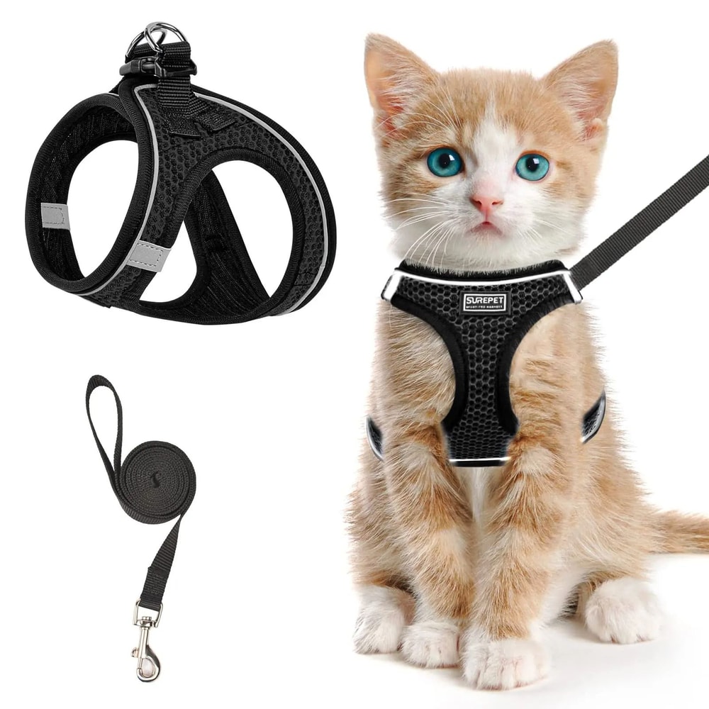 Escape Proof Cat Harness And Leash Adjustable Reflective Mesh Vest For Walking 1