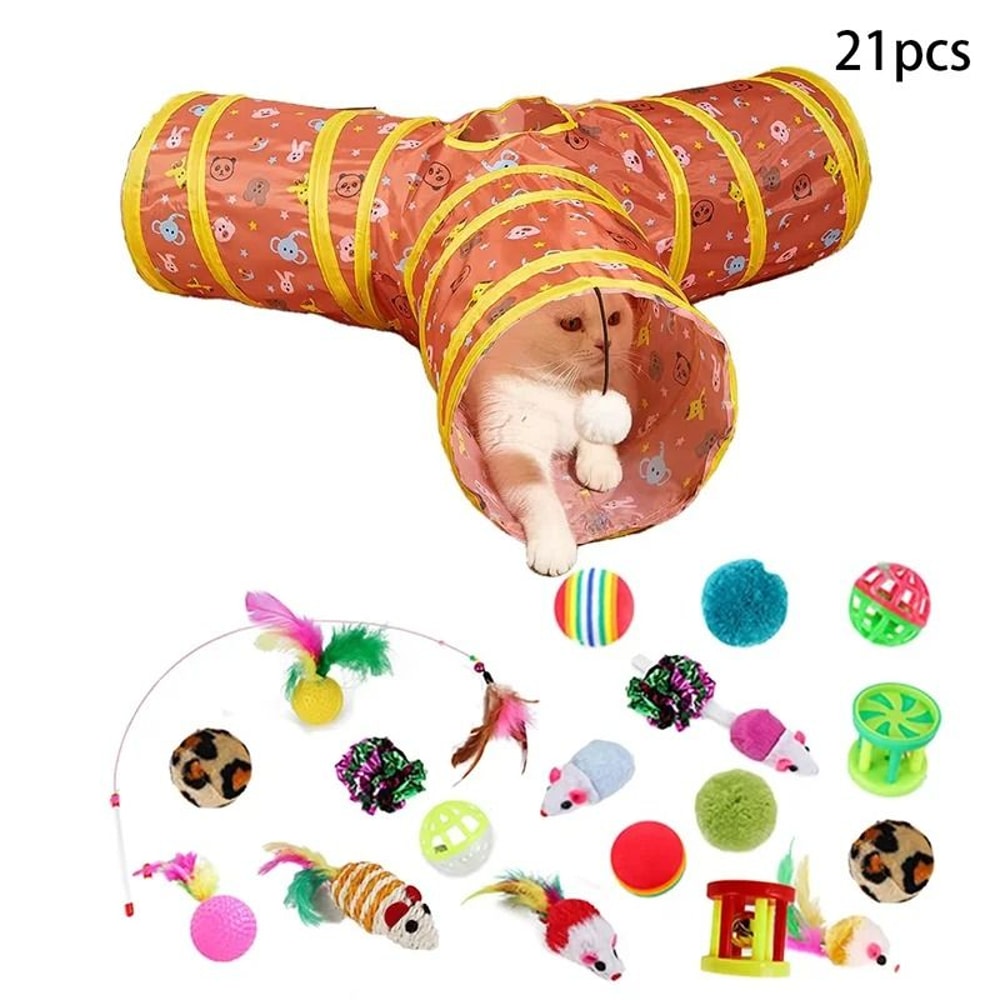 Rainbow Cat Tunnel Collapsible Interactive Play Tube For Cats And Puppies 17