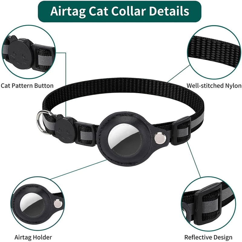 Reflective Breakaway Cat Collar With AirTag Holder Waterproof Adjustable Design 12