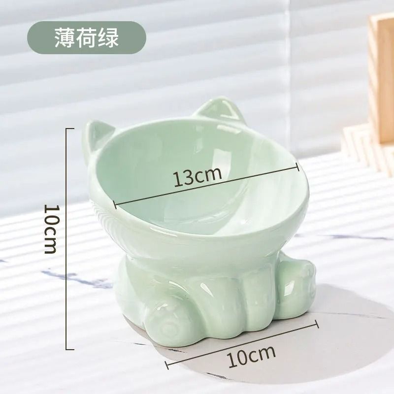 Elevated Ceramic Cat Bowl With Stand Diagonal Pet Feeding Dish For Cats And Small Dogs 5