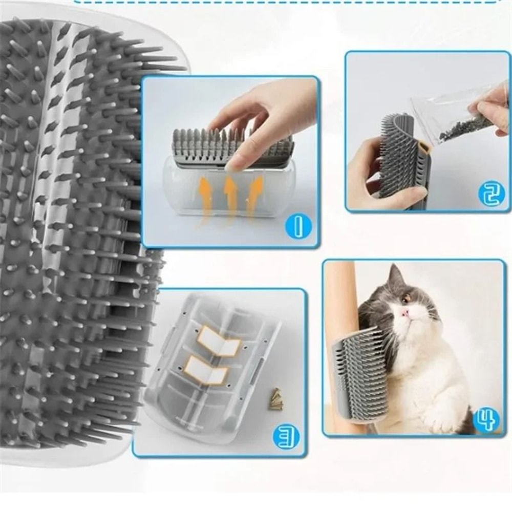 Cat Corner Scratcher With Catnip Self Grooming Wall Mounted Interactive Toy 10