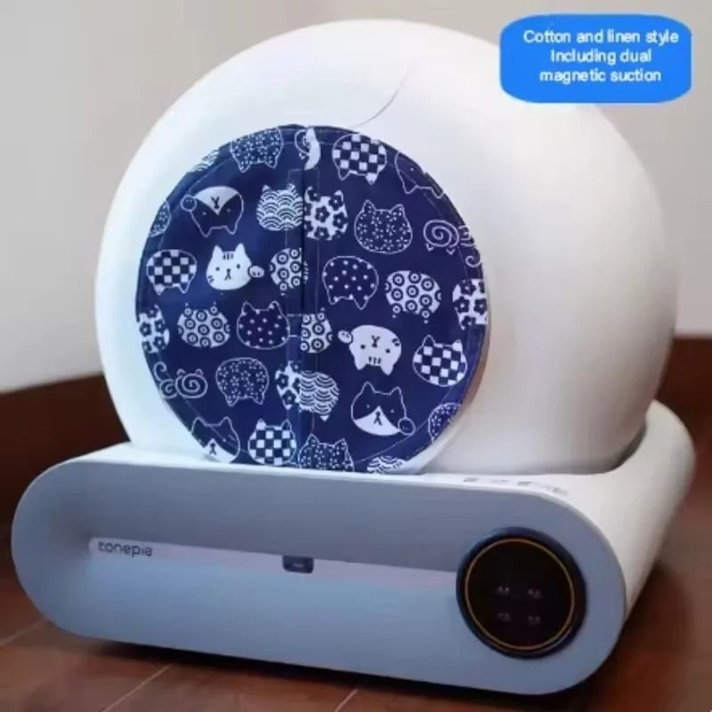 Cartoon Cat Litter Box Door Curtain Odor And Dust Protector 3