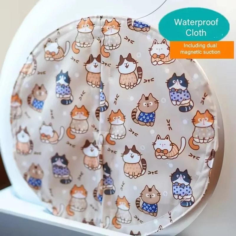 Cartoon Cat Litter Box Door Curtain Odor And Dust Protector 4