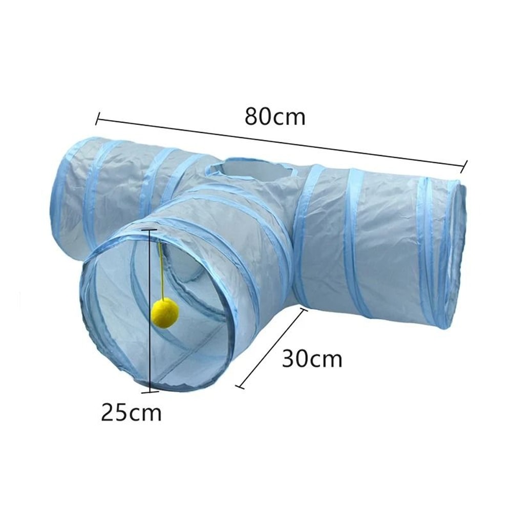 3 Way Foldable Cat Tunnel Toy With Peep Hole 4