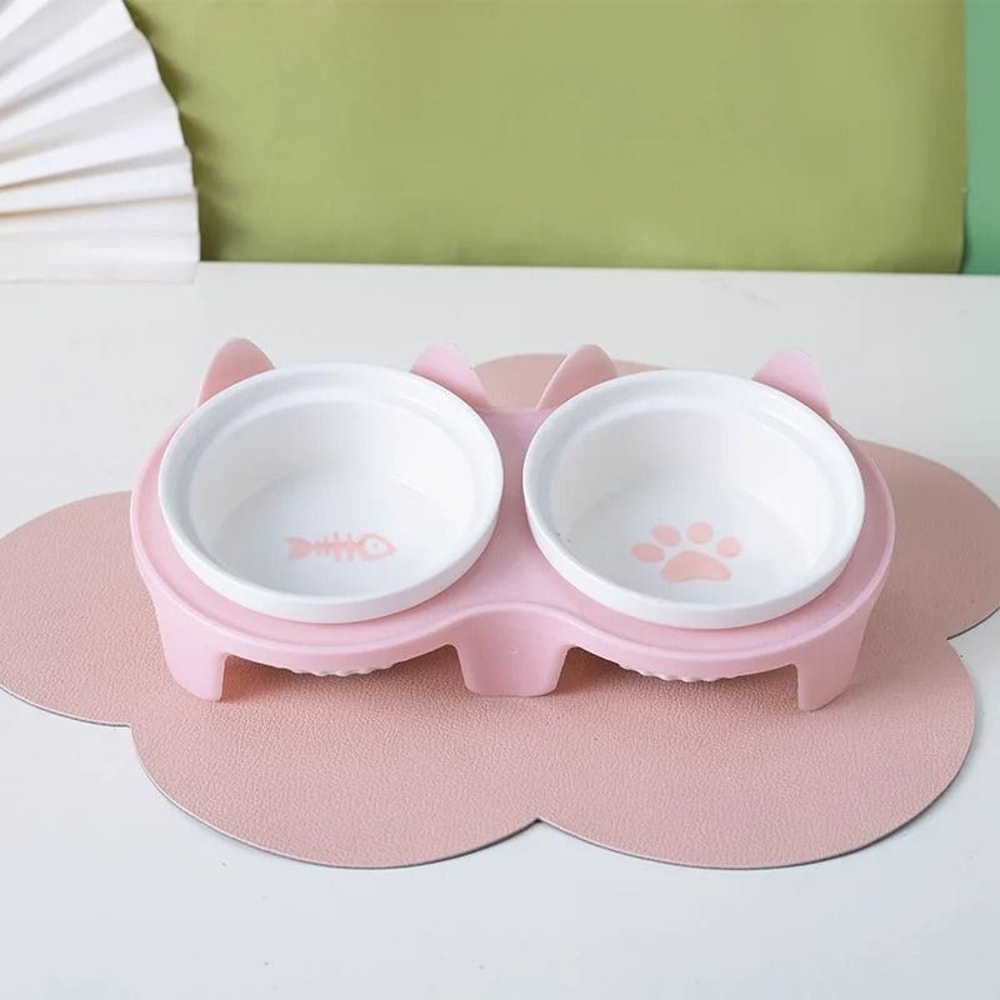 Elevated Ceramic Double Pet Bowl For Cats And Small Dogs 1