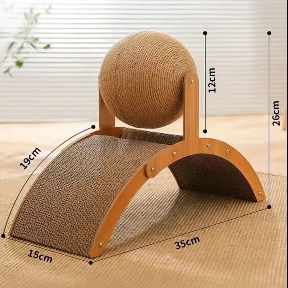 2 In 1 Wooden Sisal Cat Scratching Ball And Scratch Post 1