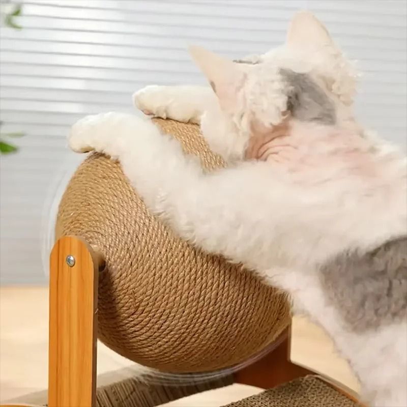 2 In 1 Wooden Sisal Cat Scratching Ball And Scratch Post 5