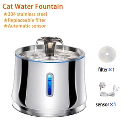 stainless steel pet water fountain with sensor and filter