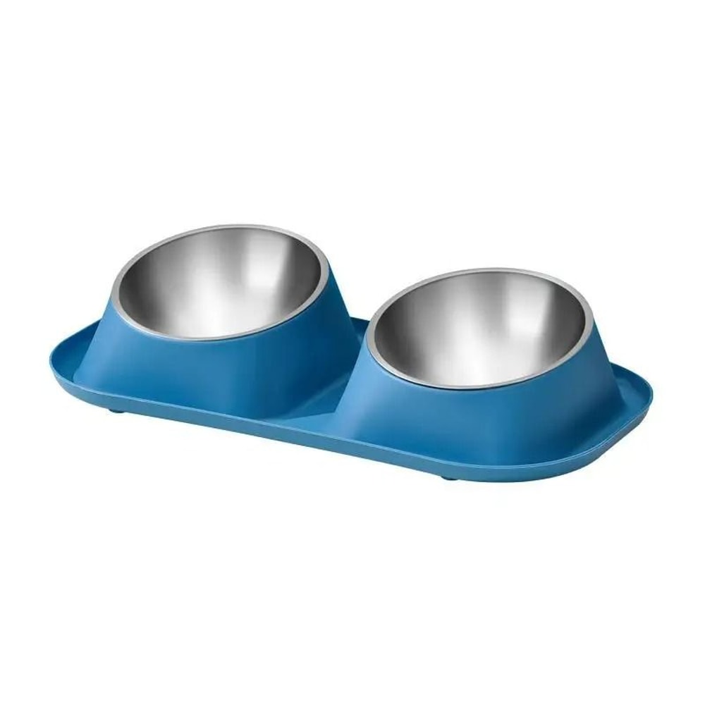 Stainless Steel Double Pet Bowl With Tilted Neck Support Design 13