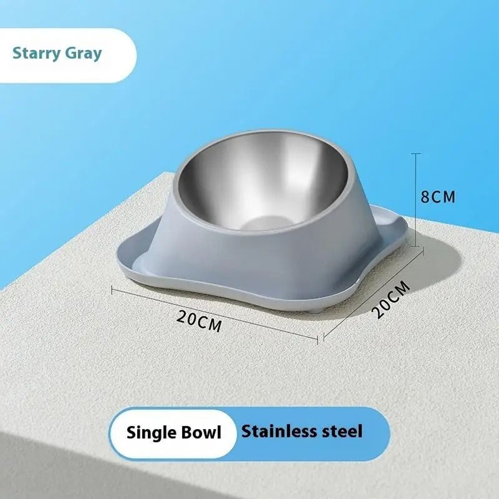 Stainless Steel Double Pet Bowl With Tilted Neck Support Design 3