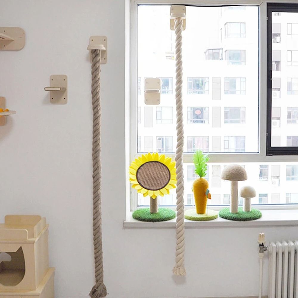 Wall Mounted Sisal Cat Climbing Tree Scratching Post Indoor Jungle Gym 2