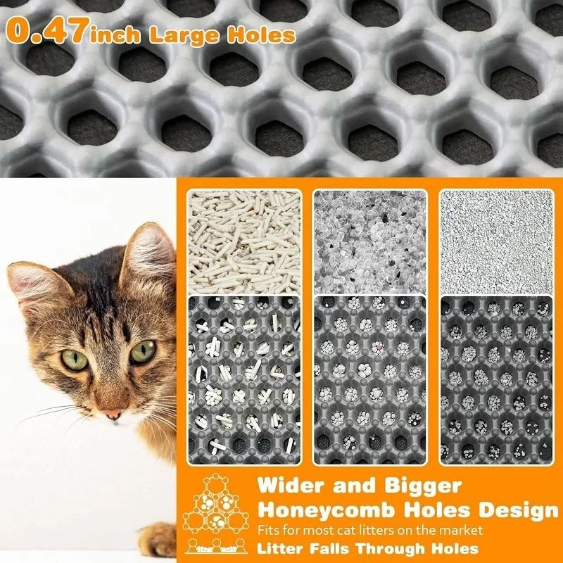 Heavy Duty Double Layer Cat Litter Mat Waterproof Non Slip Floor Protector 4
