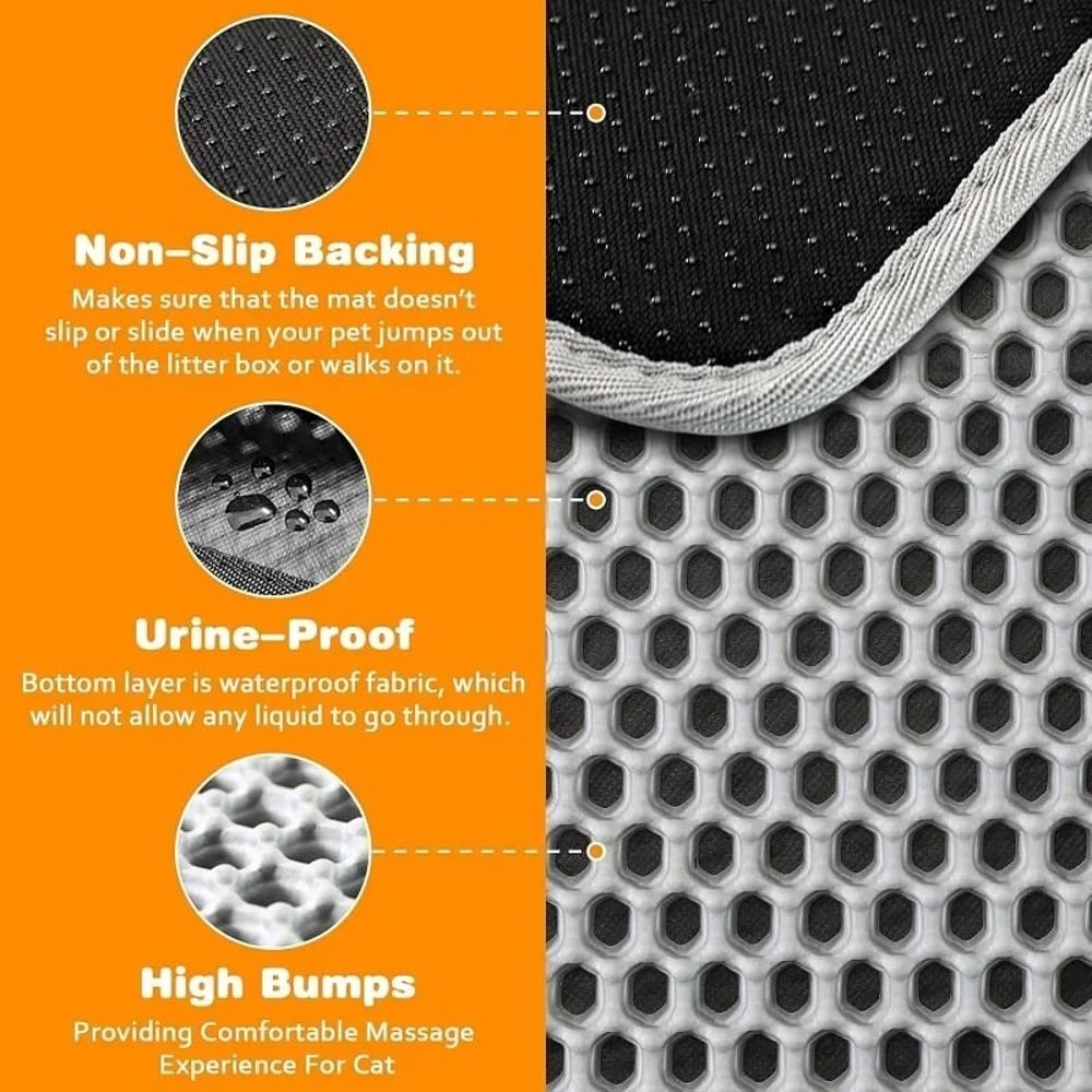Heavy Duty Double Layer Cat Litter Mat Waterproof Non Slip Floor Protector 7