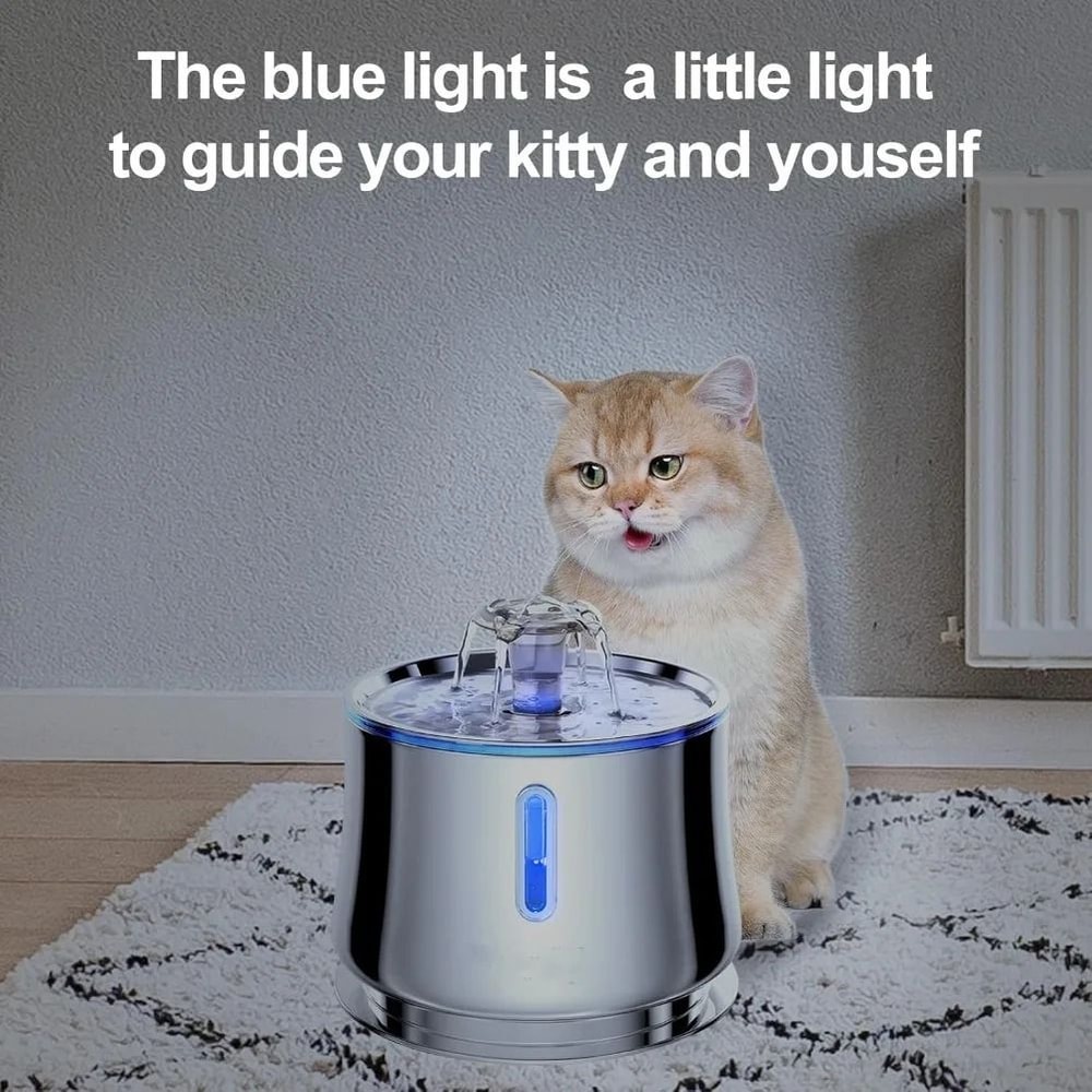 25L Stainless Steel Cat Water Fountain With Water Level Window And Quiet Pump 3