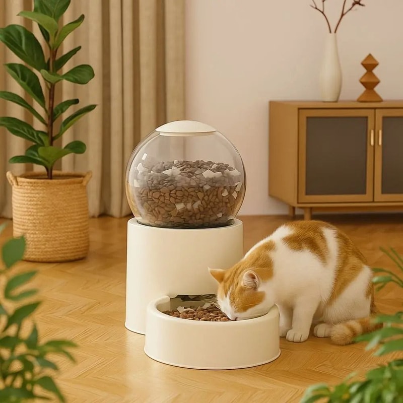 Large Capacity Automatic Pet Feeder And Leakproof Water Dispenser With Elevated Bowl 8