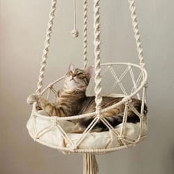 hand woven hanging cat hammock bed bohemian kitten swing lounger