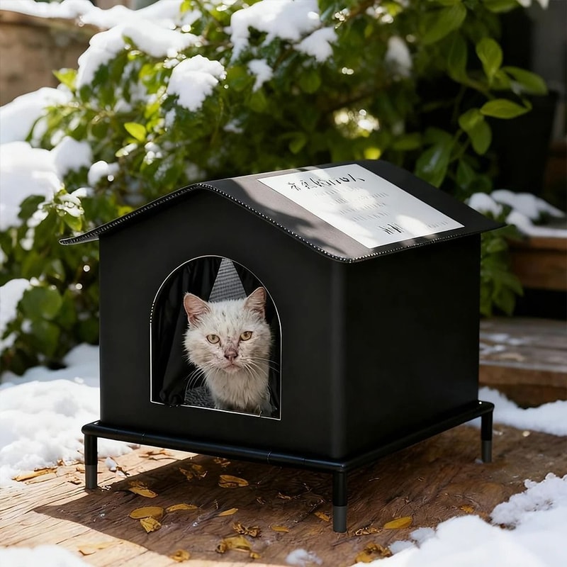 All Season Insulated Outdoor Cat House Waterproof Warm Shelter For Stray And Indoor Cats 0