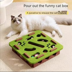 interactive felt cat puzzle toy box with ball for indoor cats exercise and hunting play