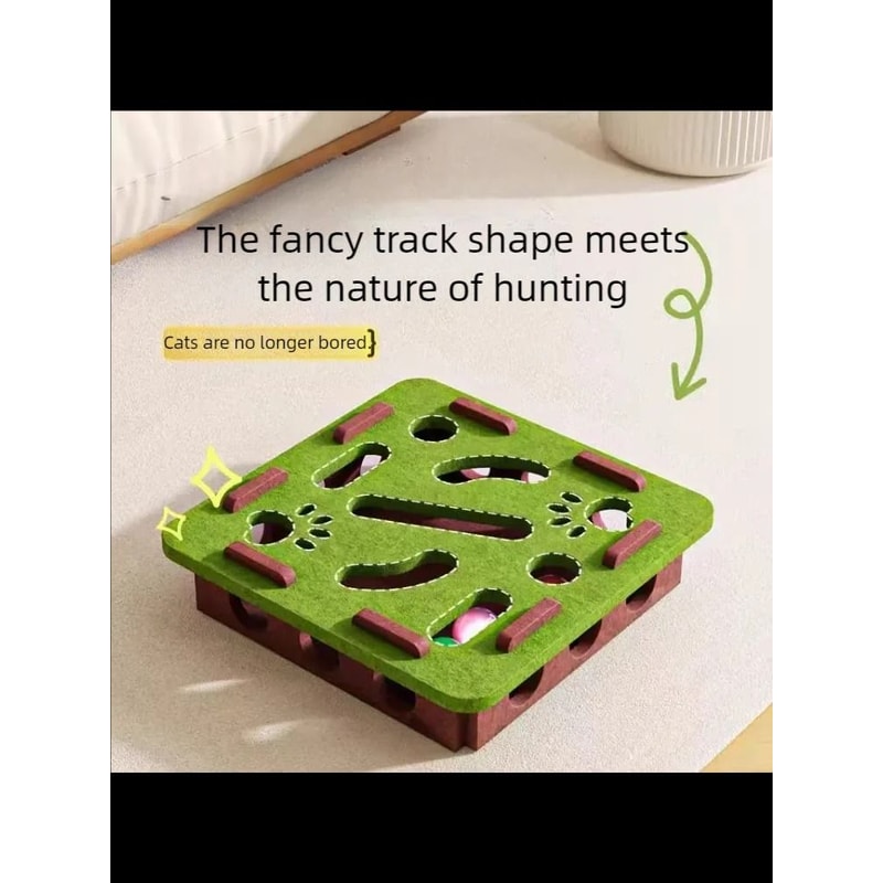 Interactive Felt Cat Puzzle Toy Box With Ball For Indoor Cats Exercise And Hunting Play 3