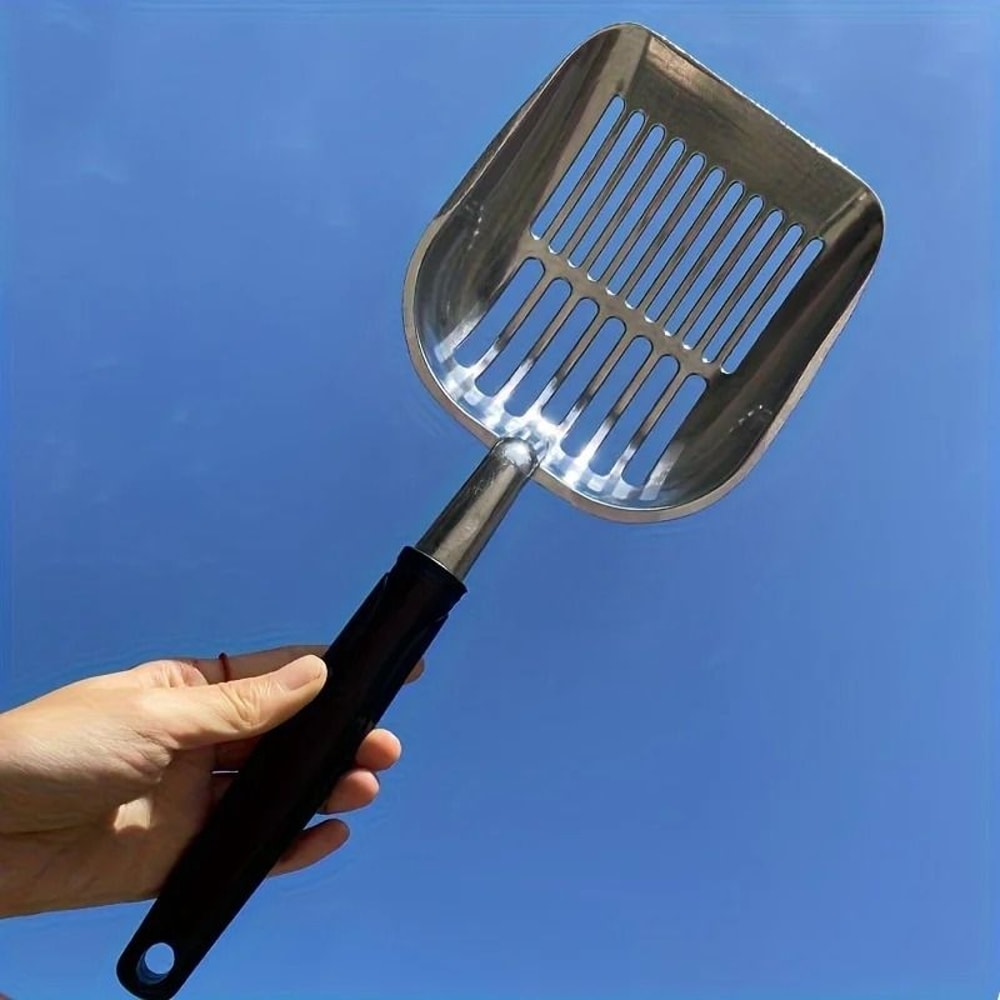 Heavy Duty Stainless Steel Cat Litter Scoop With Long Handle Metal Sifter For Easy Cleaning 1