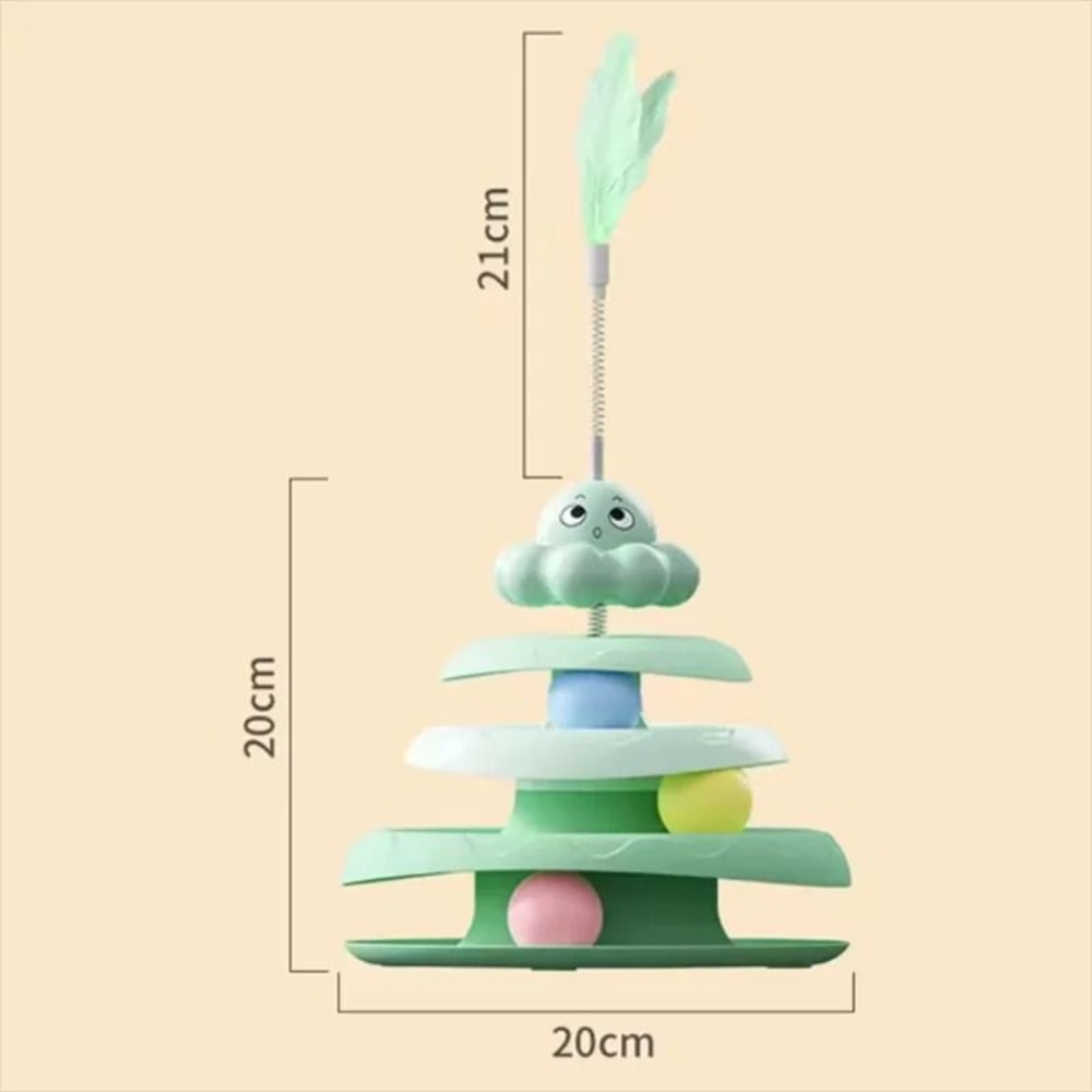 Interactive Three Layer Cat Ball Turntable Toy With Octopus Teaser Stick For Indoor Cats 9