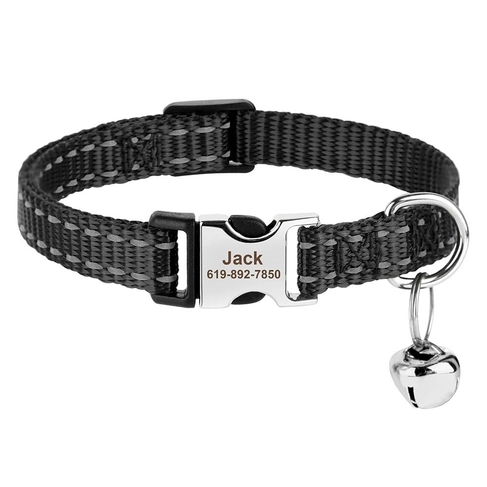 Personalized Reflective Nylon Cat Collar Adjustable Pet ID Collar For Cats And Small Dogs 6