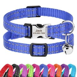 personalized reflective nylon cat collar adjustable pet id collar for cats and small dogs