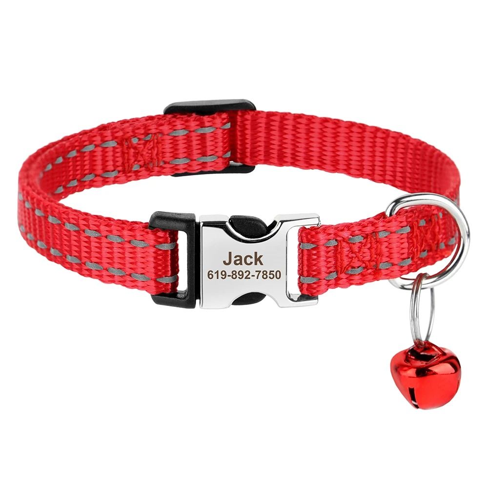 Personalized Reflective Nylon Cat Collar Adjustable Pet ID Collar For Cats And Small Dogs 1
