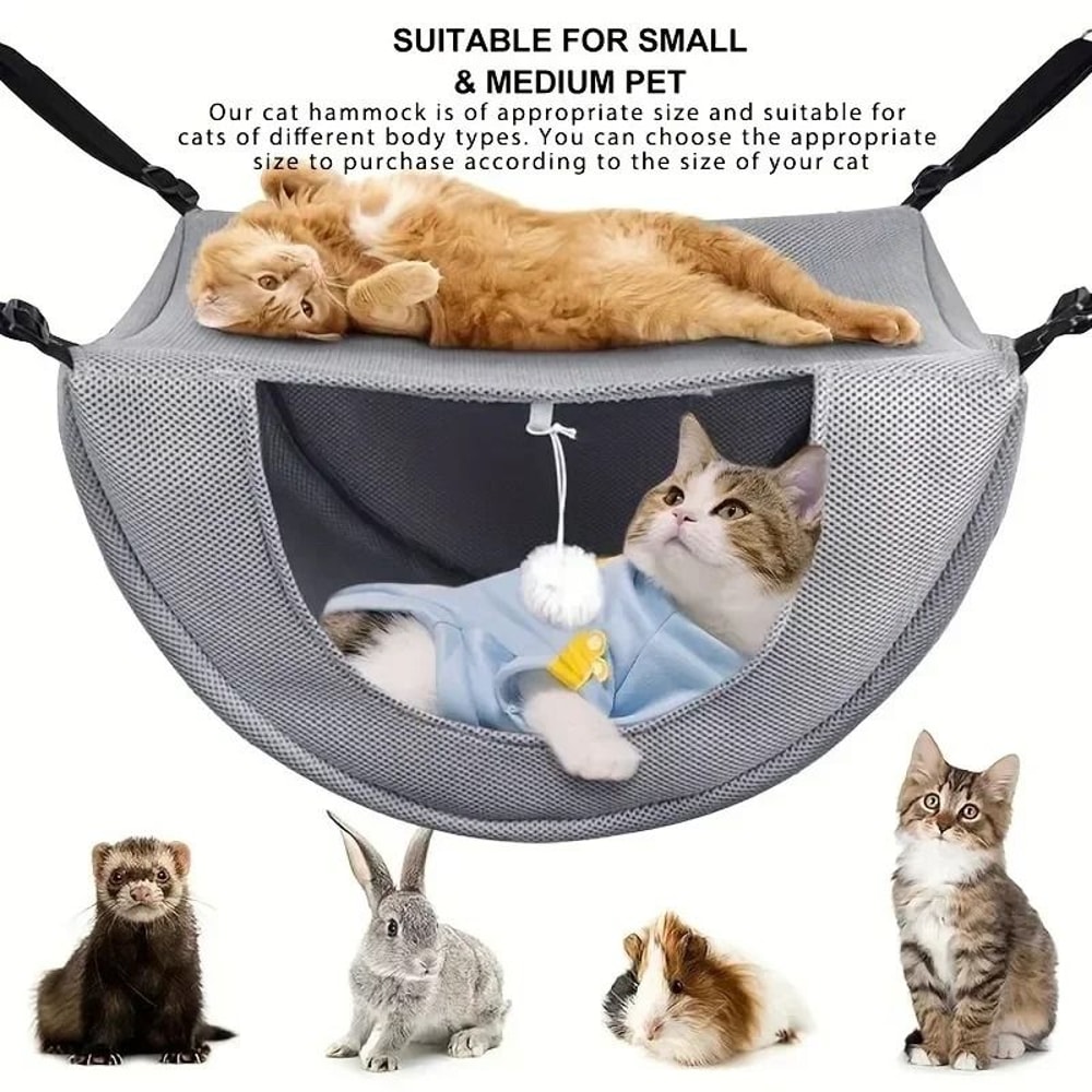 Breathable Mesh Cat Hammock Adjustable Hanging Pet Bed With Metal Frame 0