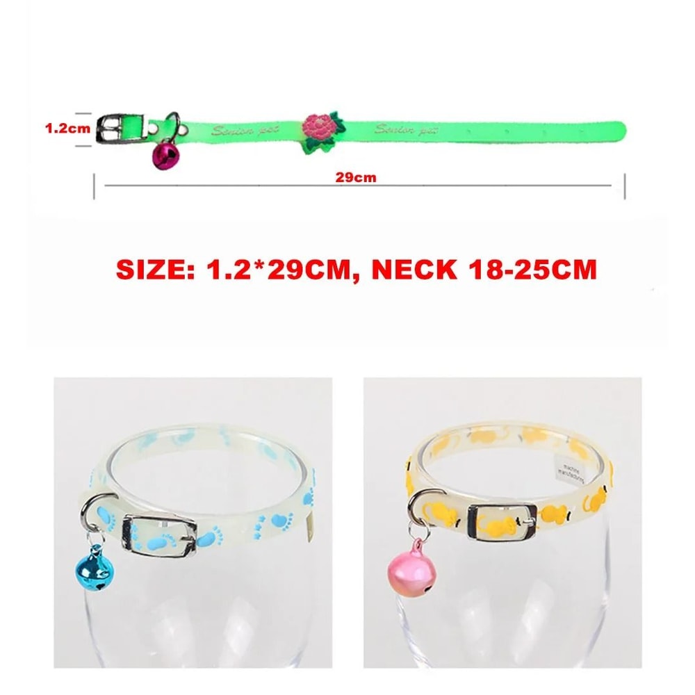 Luminous Silicone Cat Collar Glowing Anti Loss Pet Necklace With Bell 8