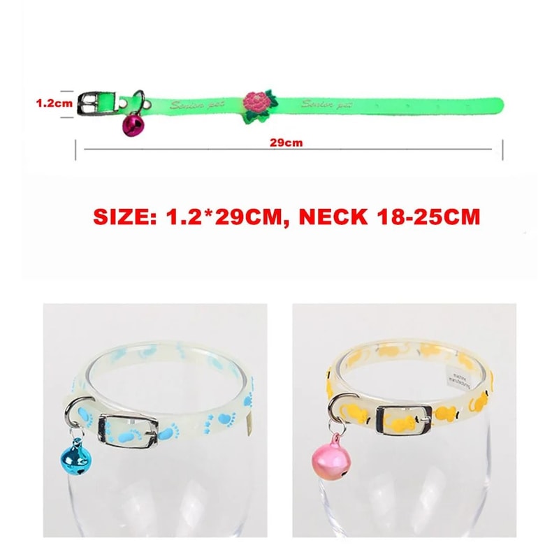 Luminous Silicone Cat Collar Glowing Anti Loss Pet Necklace With Bell 8