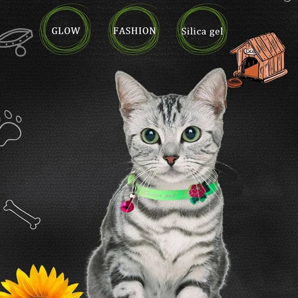 Luminous Silicone Cat Collar Glowing Anti Loss Pet Necklace With Bell 11
