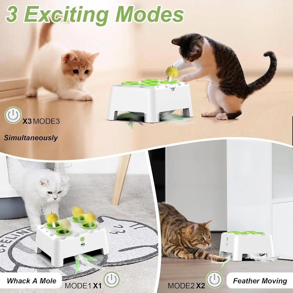 Automatic Pop Up Feather Cat Toy Rechargeable Interactive Pet Training Toy 8