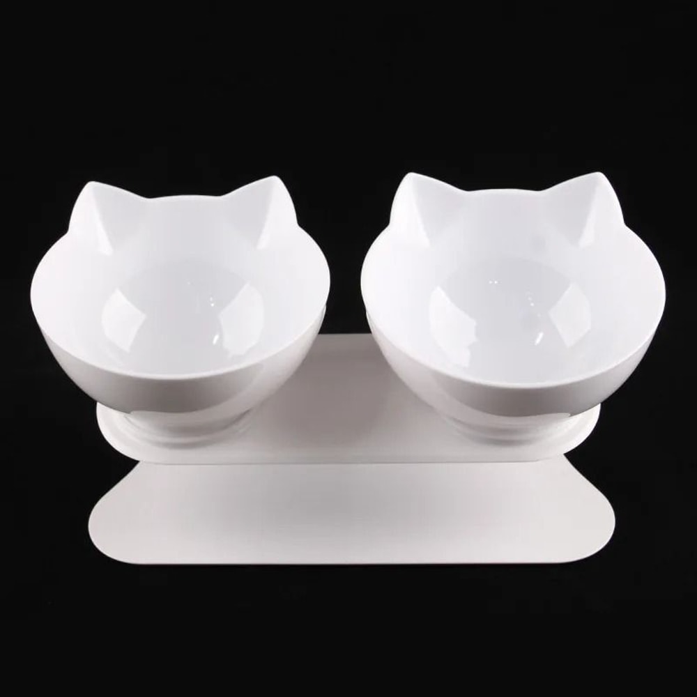 Non Slip Double Cat Bowl With Inclined Stand For Food And Water 10